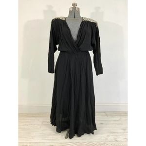 Vintage Carol Anderson California Beaded Shoulder Black 80s Dress (MAE)